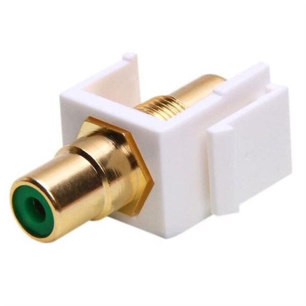 Cmple Keystone Jack - Modular RCA White with Green Center 486-N - main